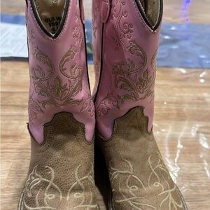 Toddler Pink Cowgirl Boots Rubber Tread